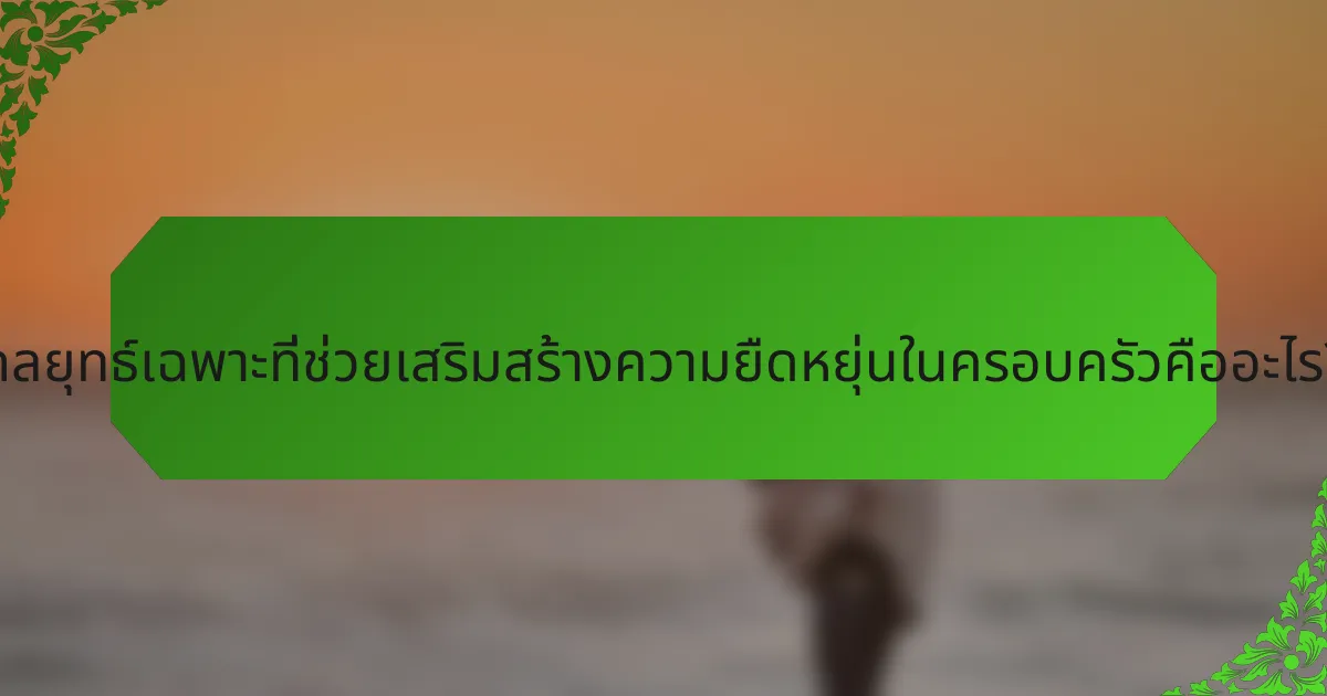 กลยุทธ์เฉพาะที่ช่วยเสริมสร้างความยืดหยุ่นในครอบครัวคืออะไร?