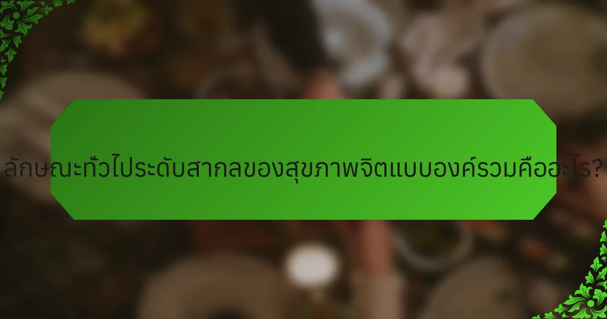 ลักษณะทั่วไประดับสากลของสุขภาพจิตแบบองค์รวมคืออะไร?